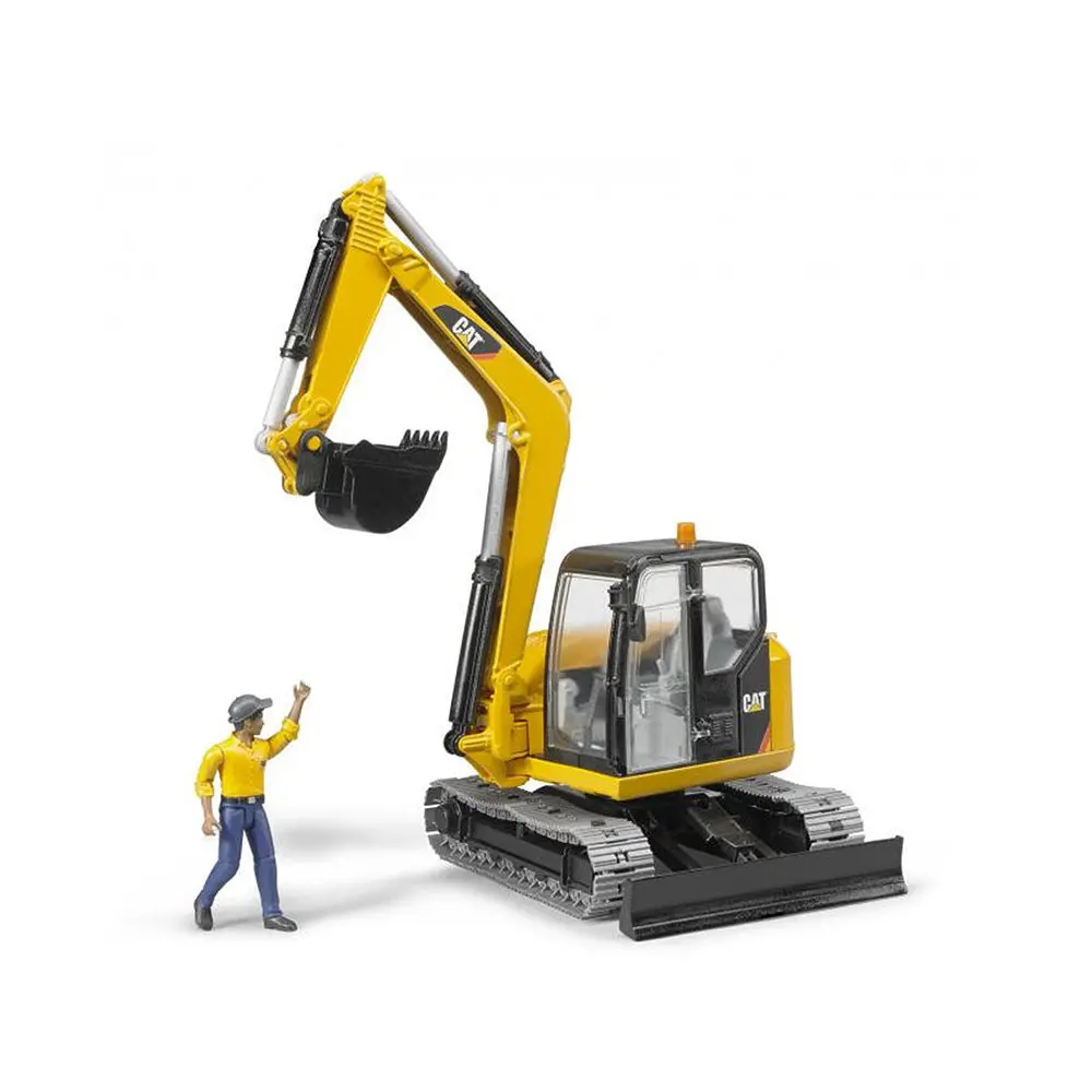 Bruder Licensed 1:16 Scale Caterpillar Mini Excavator With Worker Yellow 1