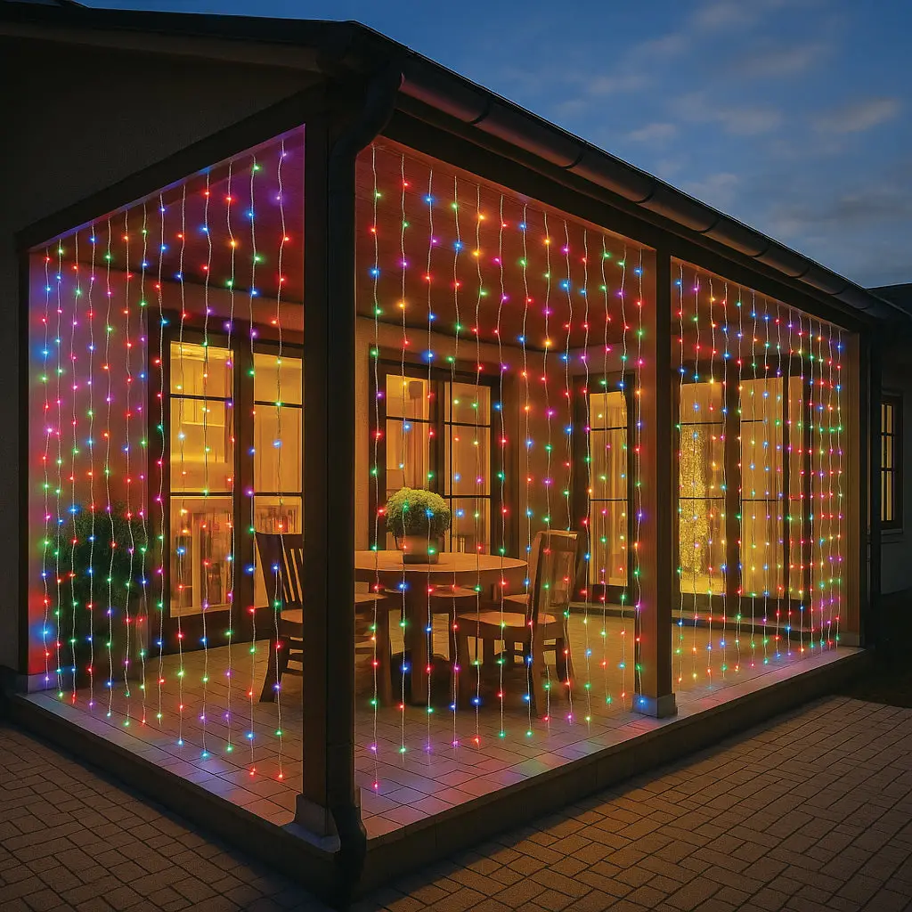 Lexi Lighting Solar Powered 160 Led Curtain Christmas Lights Multicolour 1