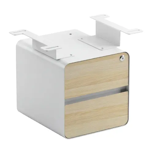 Desky Minimal Under Desk Cabinet - Classic Oak Melamine / White 1