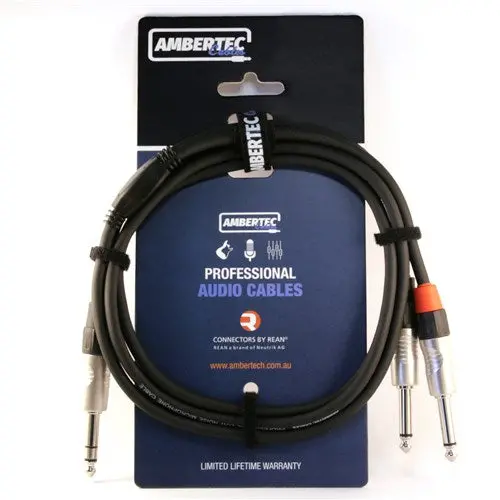 Ambertec Cables Y Cable 1.5M Rean 6.35Mm Trs Plug - 2 X 6.35Mm Ts Plug 1