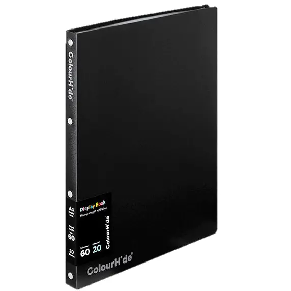 10 Pack Colourhide Refillable Display Book 20 Pockets Medium Weight A4 Black 2