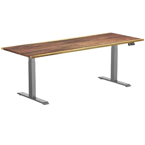 Desky Dual Hardwood Sit Stand Desk 200Cm Saman Desktop And Space Grey Frame 1