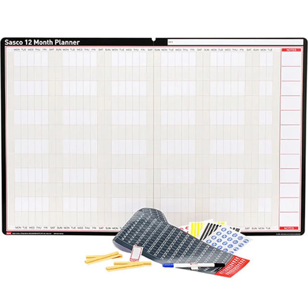Sasco Wall Planner Calendar 12 Month Undated 1