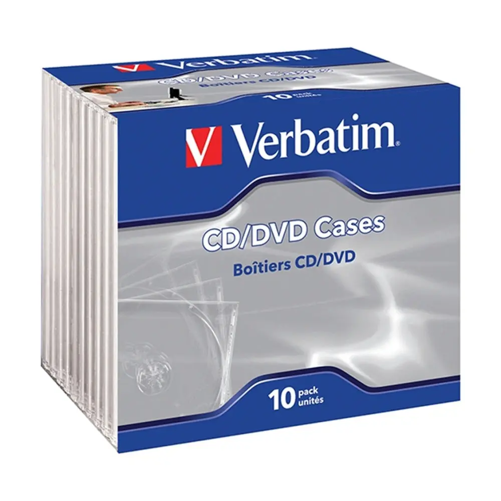 Verbatim Jewel Disc Storage Cases Holders Cd/Dvd Compatible 10Pc 1