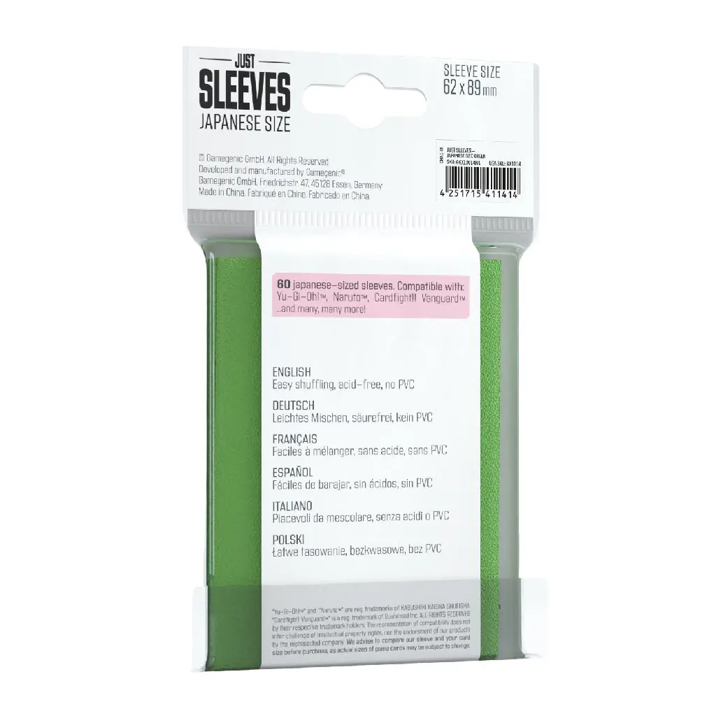 Gamegenic Just Sleeves Japanese Size (Green) 1