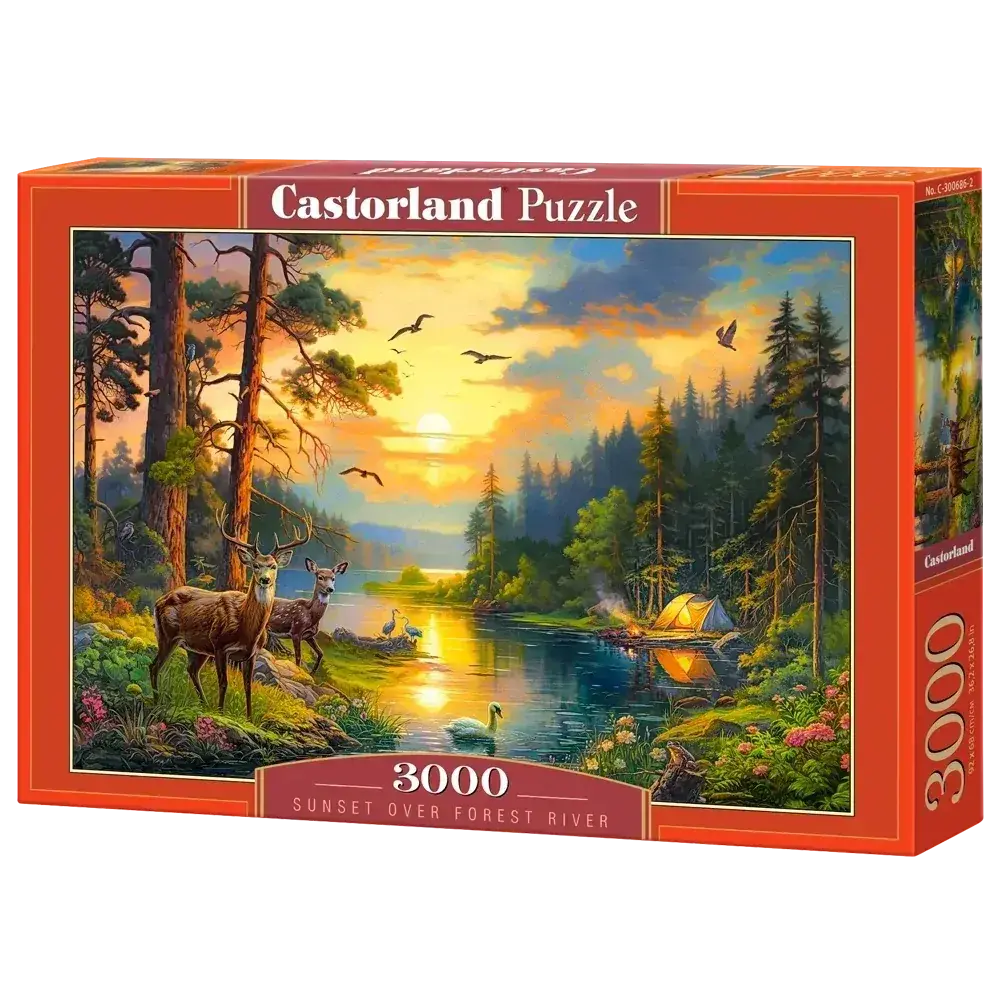 Castorland 3000-Pieces Sunset Over Forest River Puzzle 1
