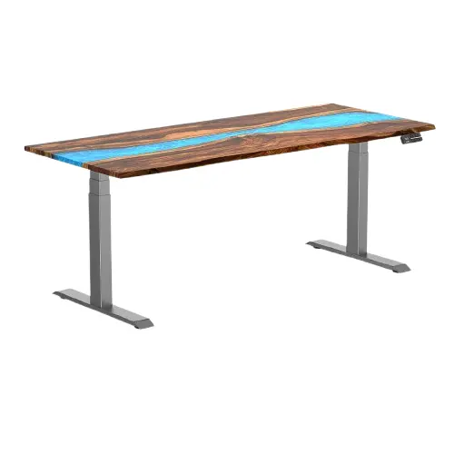 Desky Dual Resin Hardwood Sit Stand Desk 180Cm Pheasantwood Blue River Desktop And Space Grey Frame 1