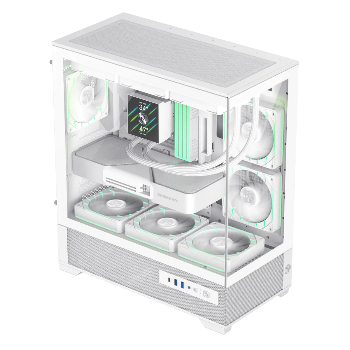 Gamemax Vista 2 White Atx Mid Tower Gaming Case - 3X Argb Fans Pre-Installed 1