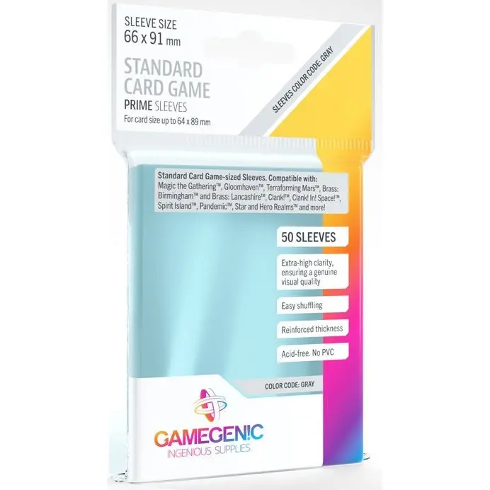 Gamegenic Prime Board Game Sleeves Standard Size 66Mmx91mm 50 Sleeves (Gray) 1