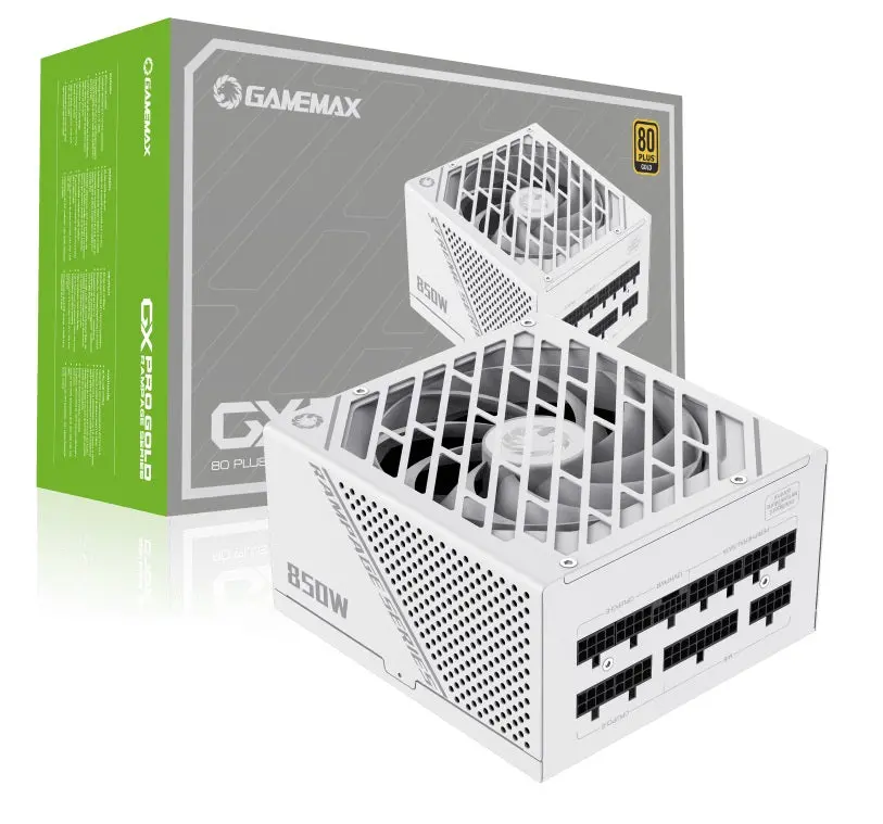 Gamemax Gx-850 Pro White 850W 80+ Gold Fully Modular Power Supply - Atx 3.0 & Pcie 5.0 Ready, Native 12Vhpwr White Cable, Rtx 40 Series Compatible 1