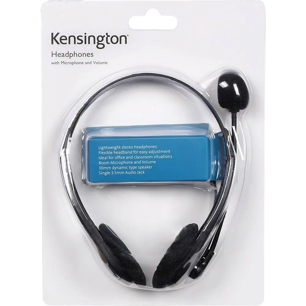 Kensington Light Weight Headset With Microphone Headphone Black 2