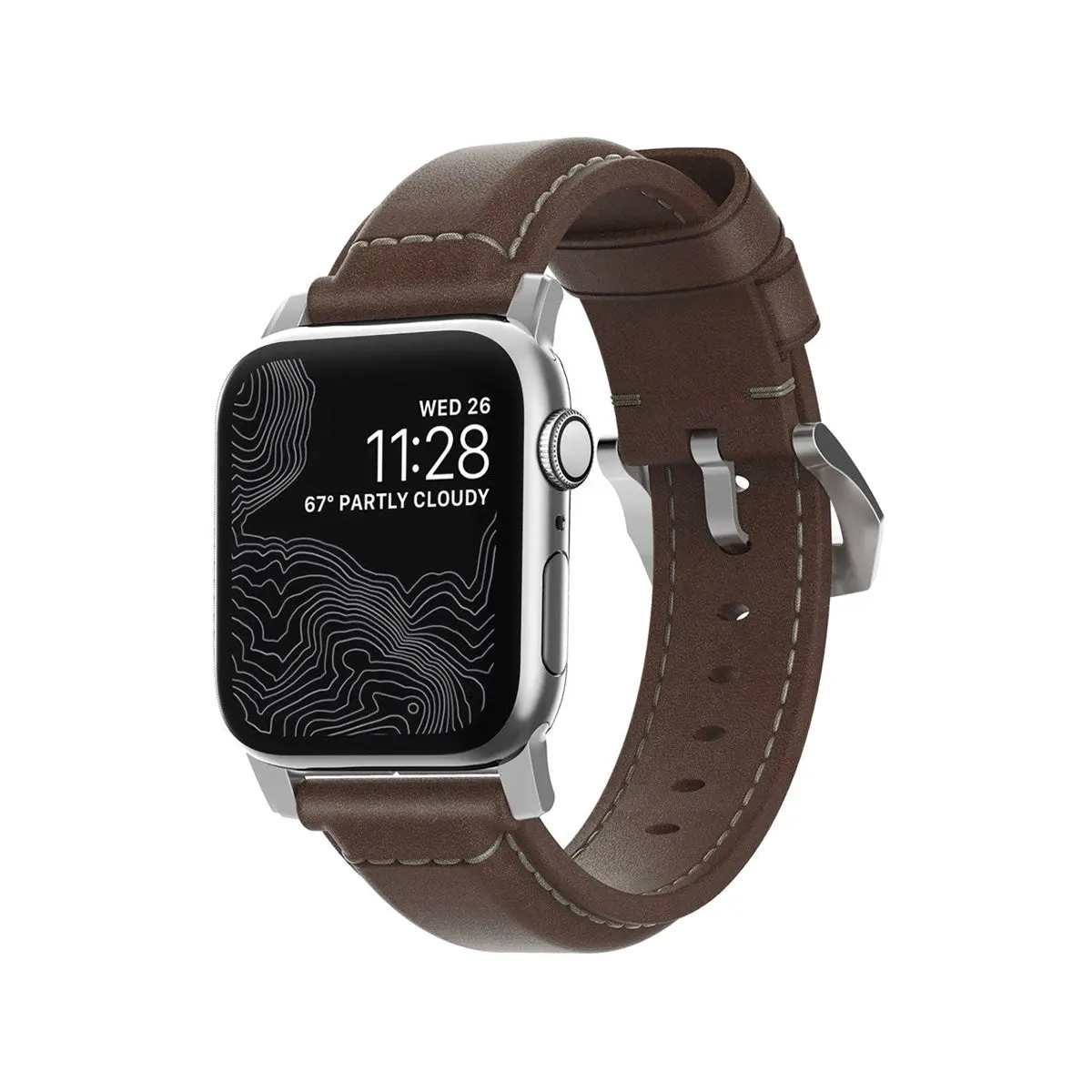 Nomad Traditional Band For Apple Watch Silver Hardware [45Mm/49Mm] (Rustic Brown) 1