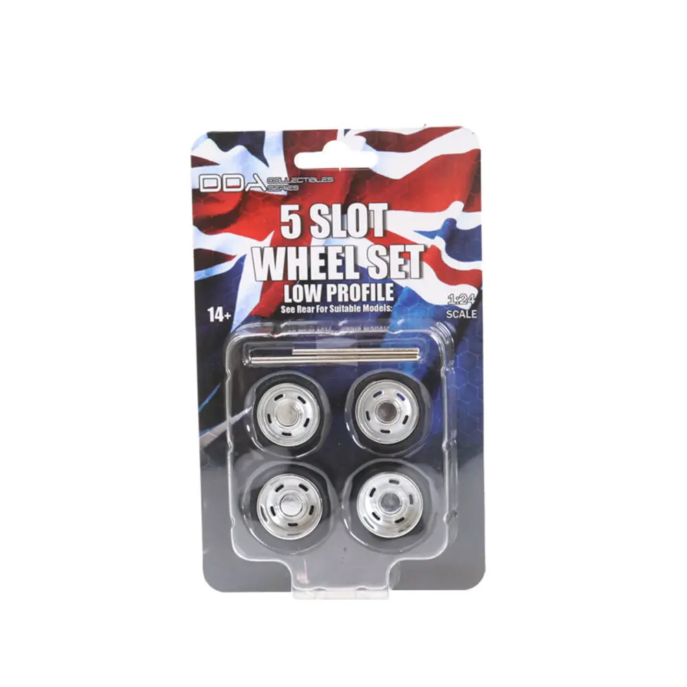 Dda 1:24 4Pcs 5 Slot Low Profile Wheels With Tyres & Axles Suits Slammed Model 1
