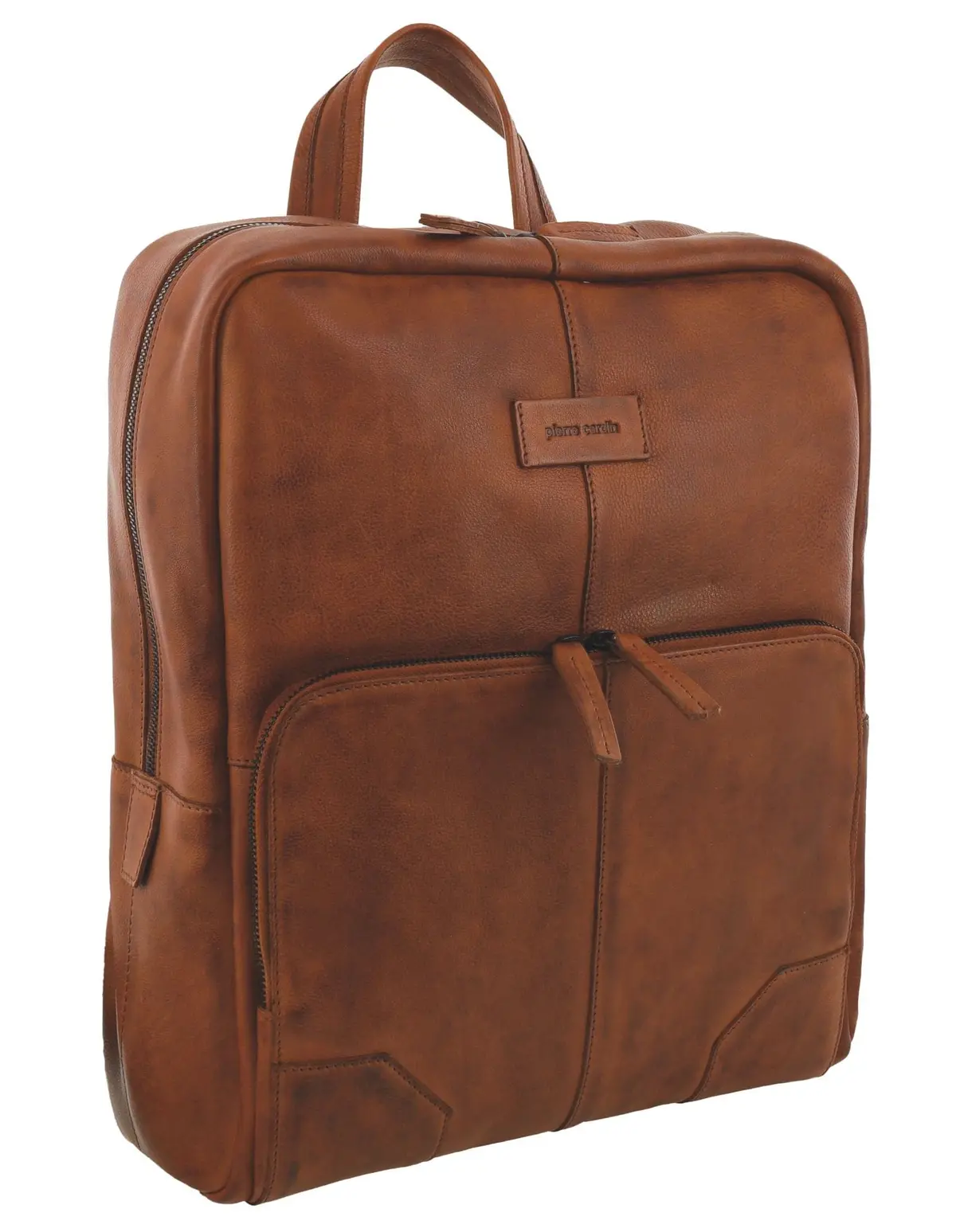 Pierre Cardin Men's Italian Leather Sleek Laptop Backpack Bag 33X40cm Cognac 1