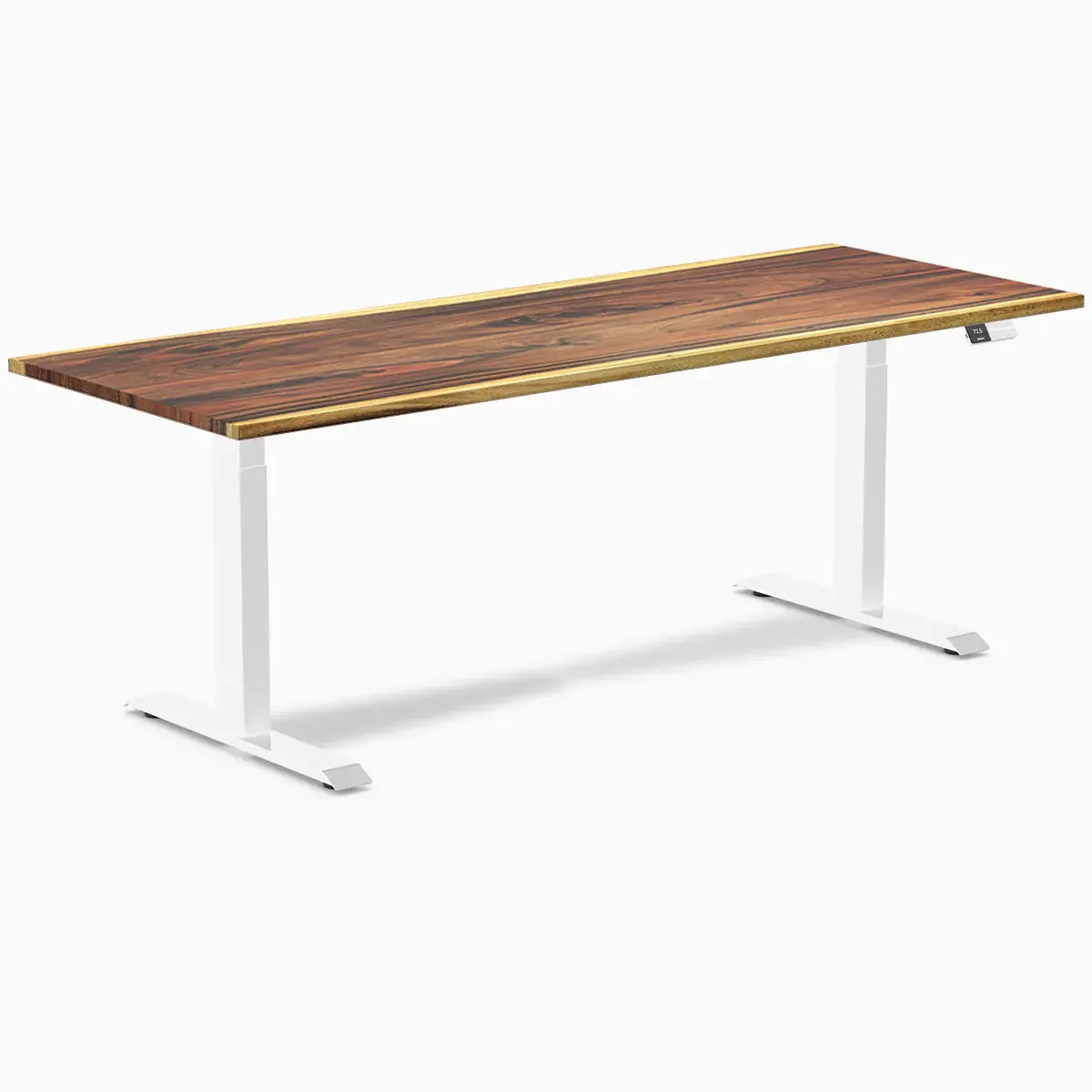 Desky Dual Hardwood Sit Stand Desk 200Cm Saman Desktop And White Frame 1