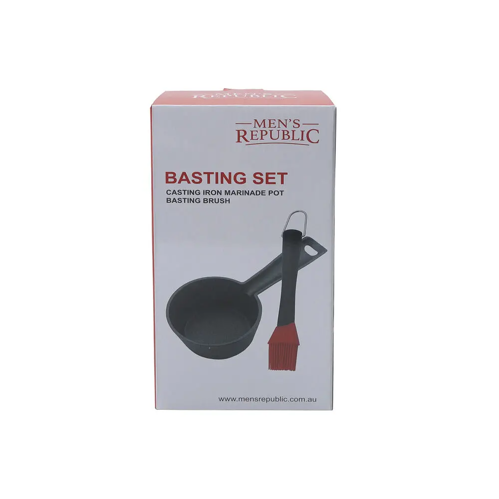 Men’S Republic Basting Set With Cast Iron Pot And Brush For Bbq - Black 1