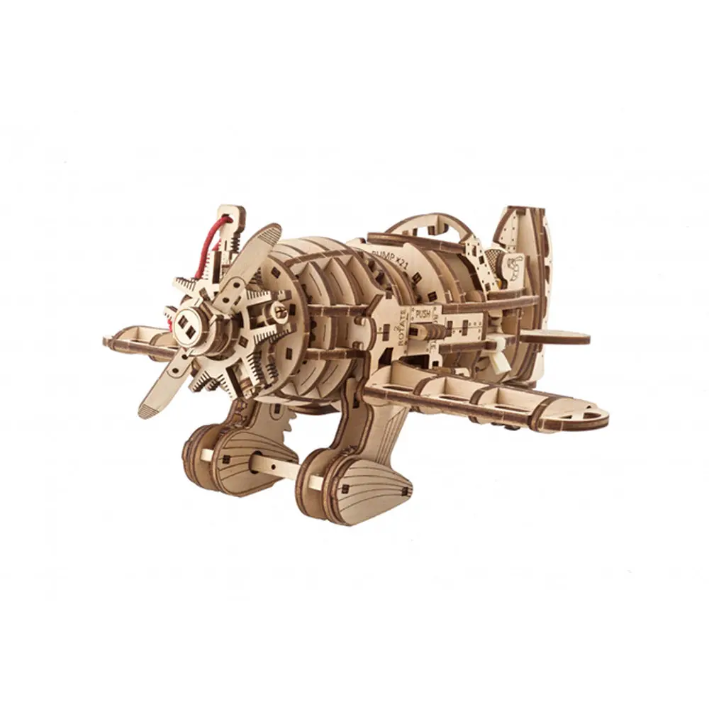 Ugears Mad Hornet Airplane Mechanical Wooden Puzzle Model Kit 1