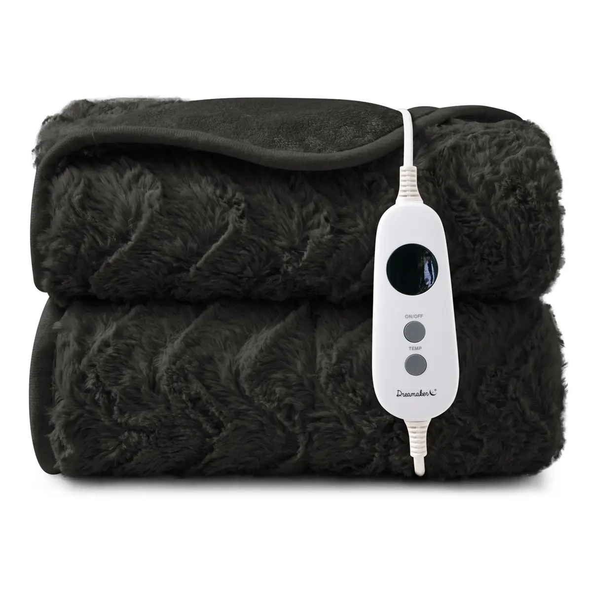 Dreamaker 500Gsm Faux Fur Electric Heated Throw Blanket [180X200cm] (Charcoal) 1