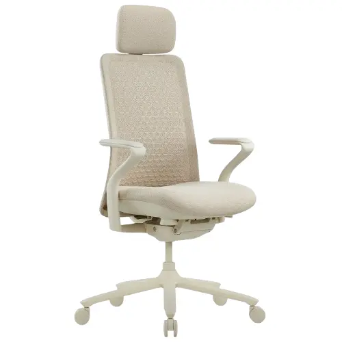Desky Pro Ergonomic Mesh Chair With Headrest Wheat 1