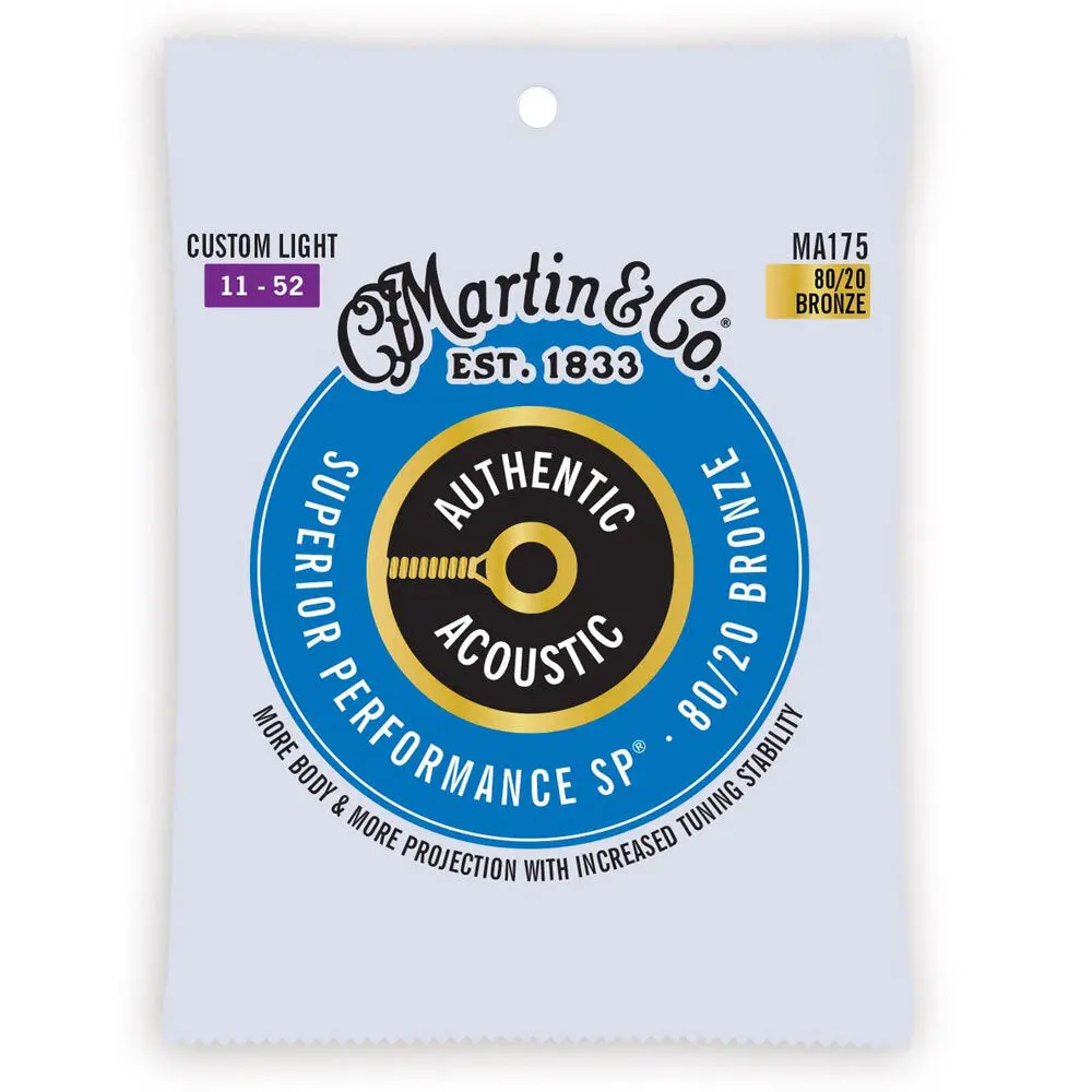 Martin Guitar Ma175 Authentic Acoustic Strings 80/20 Bronze Custom Light 1