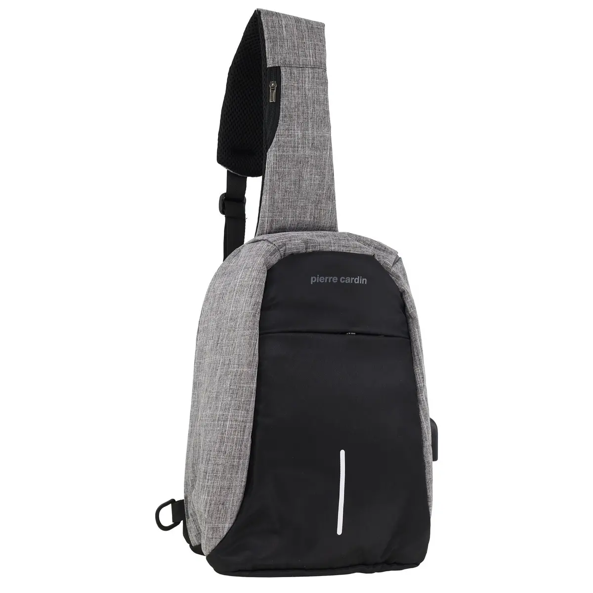 Pierre Cardin Mens Nylon Sling Bag - Grey/Black 1
