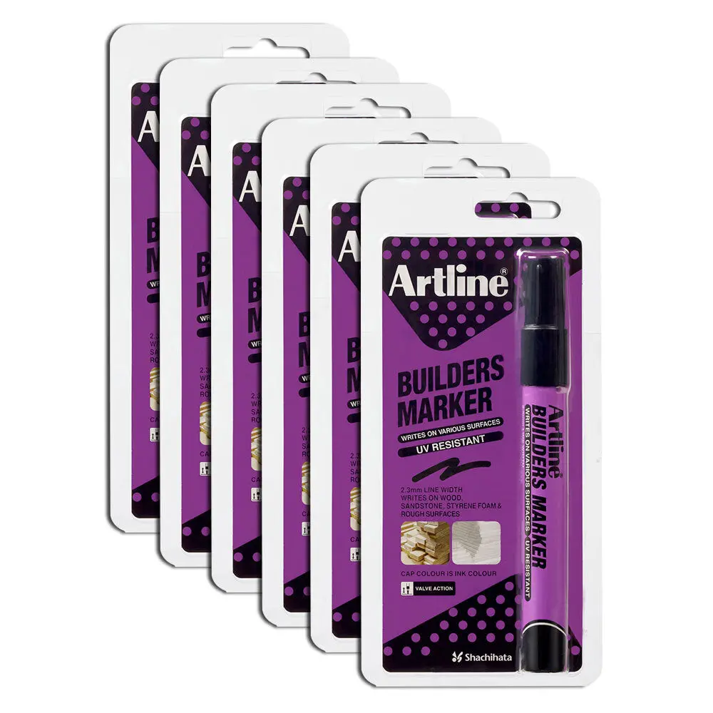 12Pk Artline Builders Permanent Marker 2.3Mm Bullet Nib - Black Hs 1