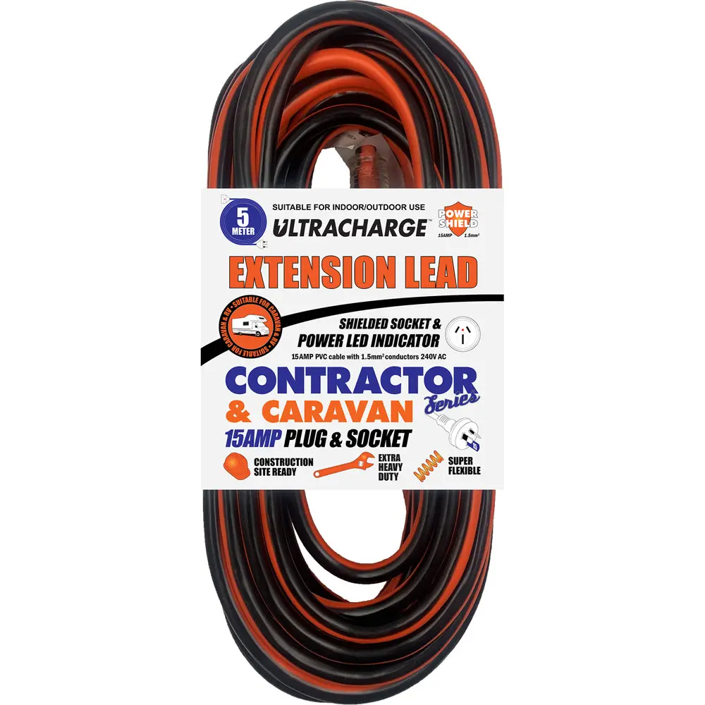 Ultracharge 5M 15A Extension Lead (Contractor/Caravans) 1