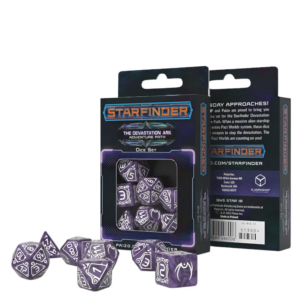Q-Workshop Starfinder Devastation Ark Dice Set Set Of 7 Polyhedral Dice 1