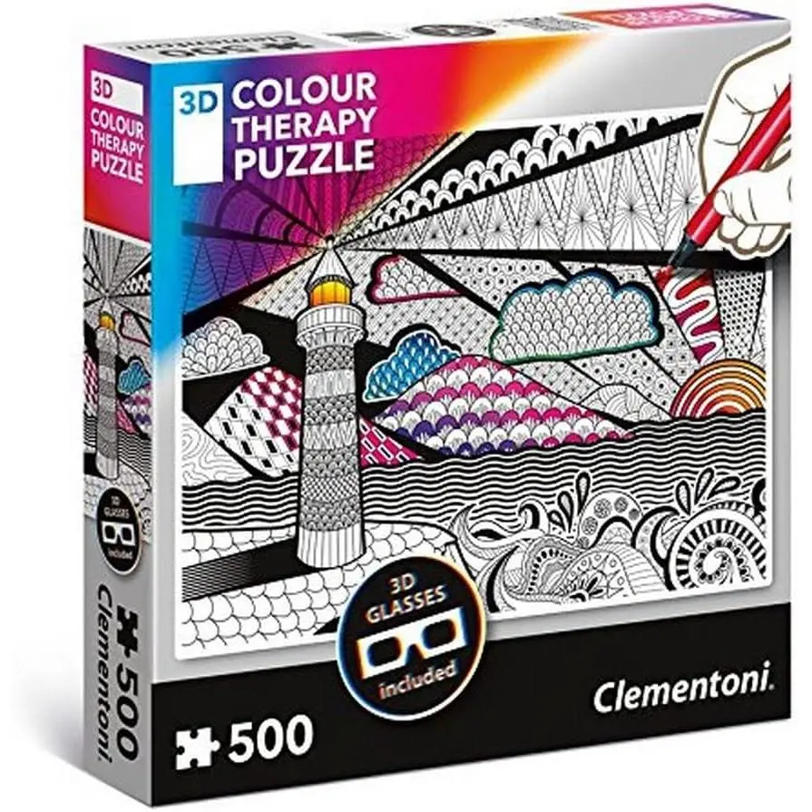 Clementoni Lighthouse 3D Colour Therapy Puzzle (500Pc) 1
