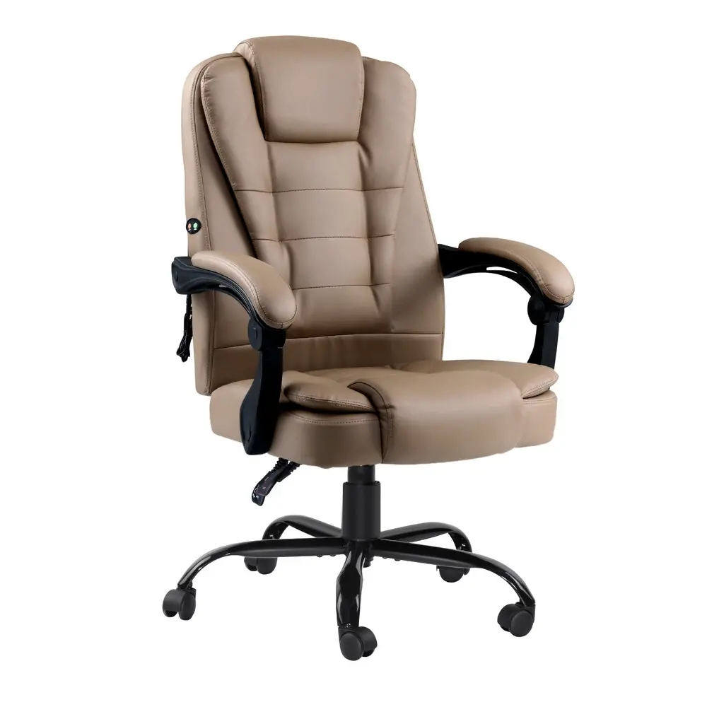 Artiss Massage Office Chair Executive Computer Gaming Chairs Pu Leather (Brown) 1