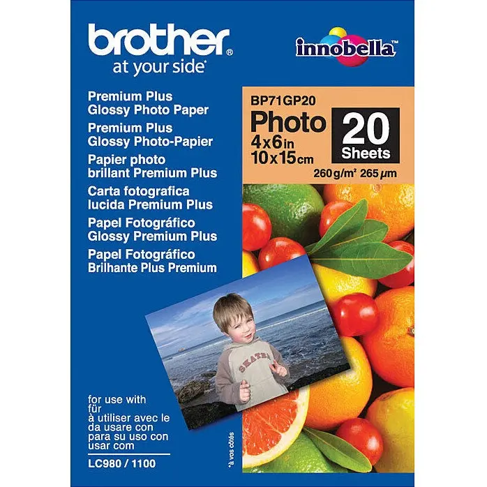 Brother Innobella Premium Plus Glossy Photo Paper 260Gsm 6X4" Inch Pack 20 Sheets 1