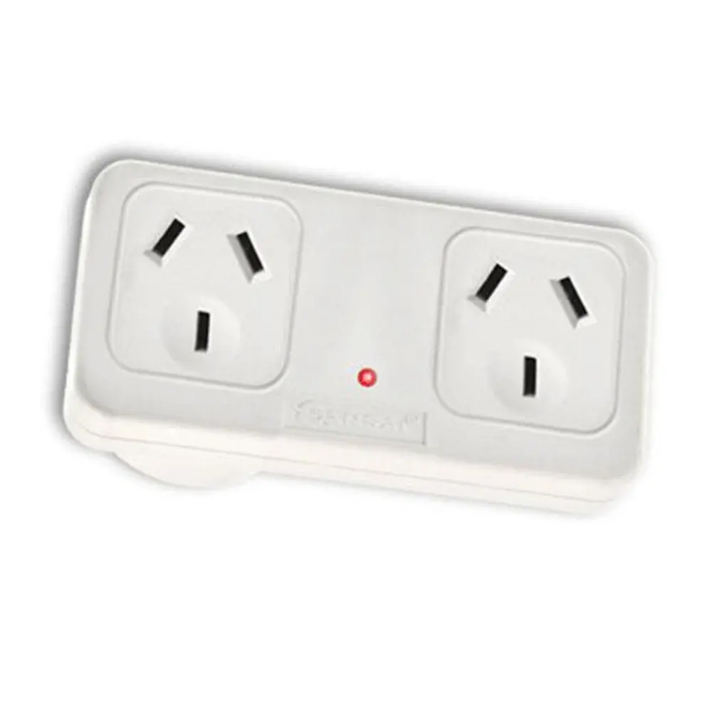 Sansai Horizontal Right Side Powerpoint Double Surge Protector Adaptor 1