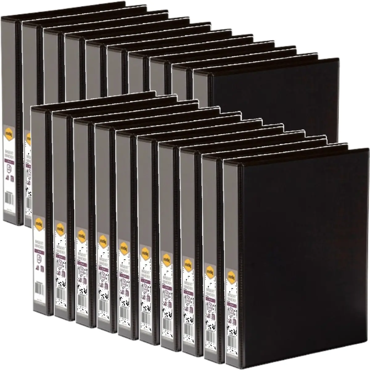 Marbig Clear View Insert Ring Binder Folder 4D 25Mm A4 Black Box 20 1