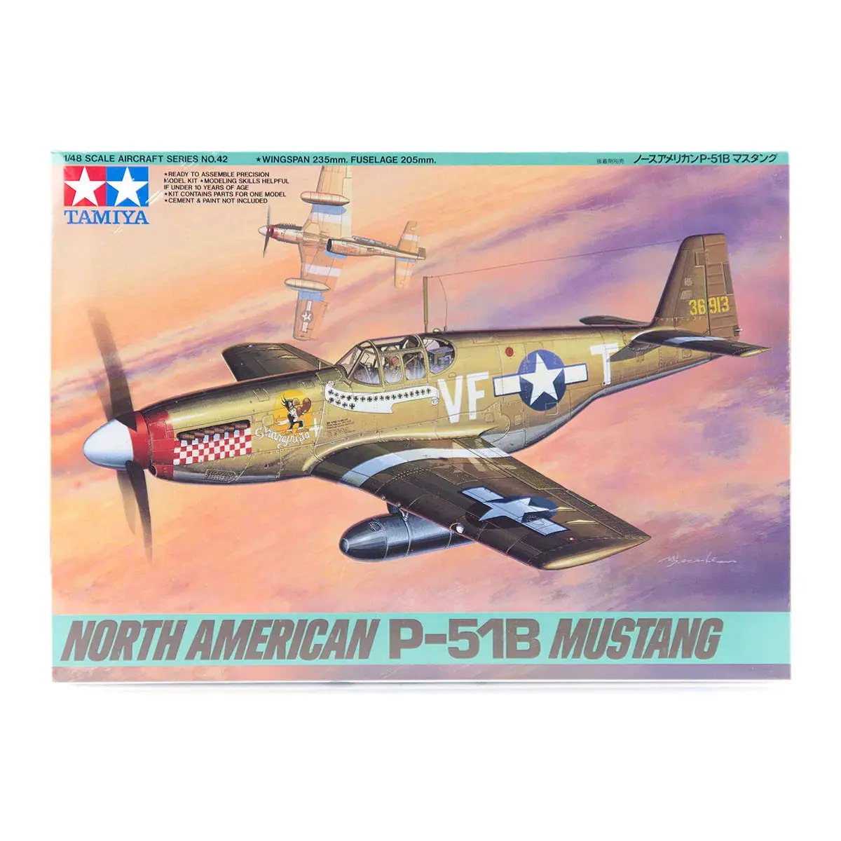 Tamiya 1/48 North American P-51B Mustang Fighter Scaled Plastic Model Kit 1
