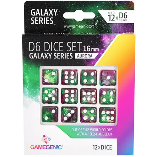 Gamegenic Galaxy Series - Aurora - D6 Dice Set 16 Mm 12 Pcs 1