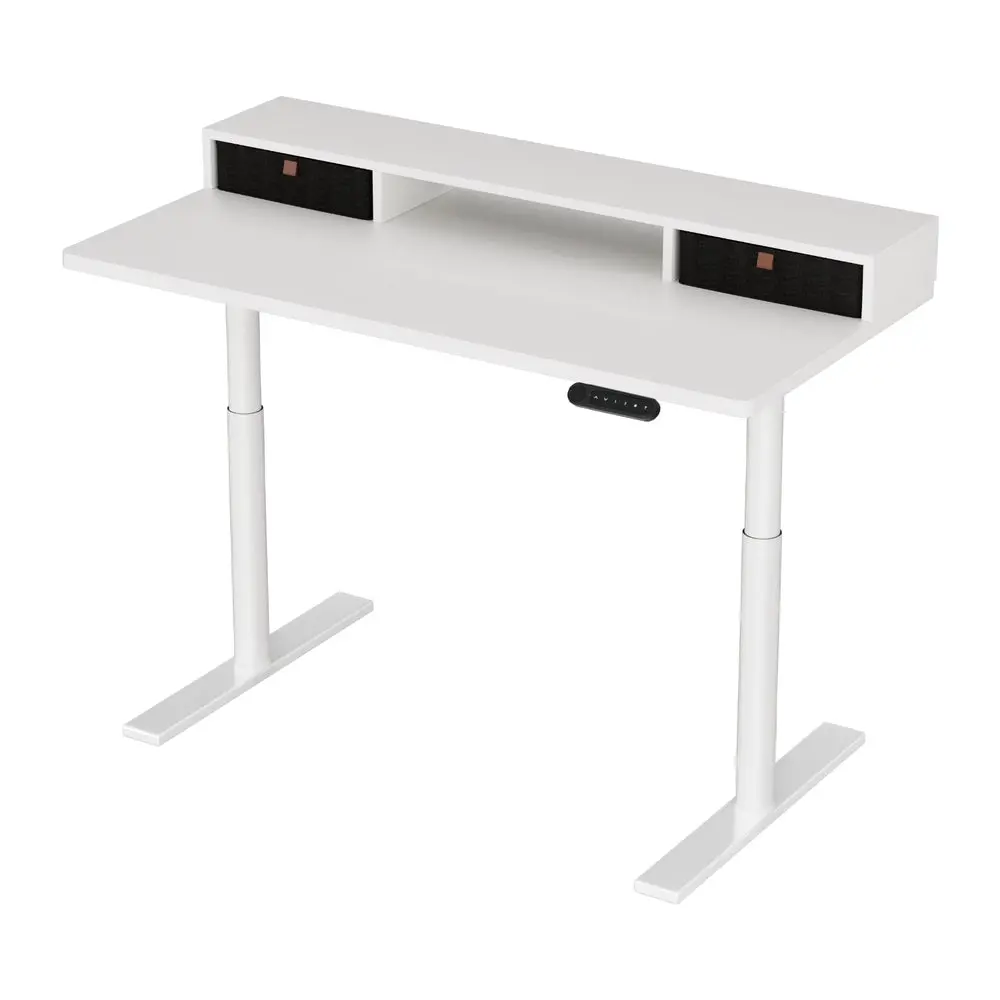 Artiss Electric Standing Desk With Storage Rack Shelf Drawers White 120Cm 1