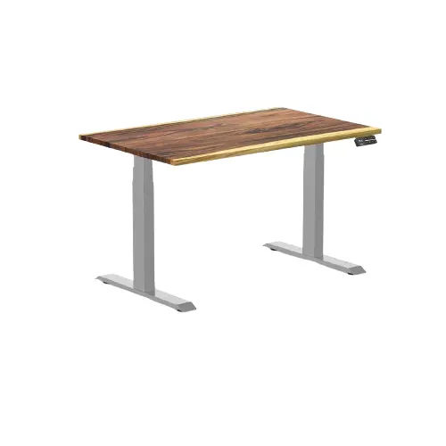Desky Dual Hardwood Sit Stand Desk 120Cm Saman Desktop And Grey Frame 1