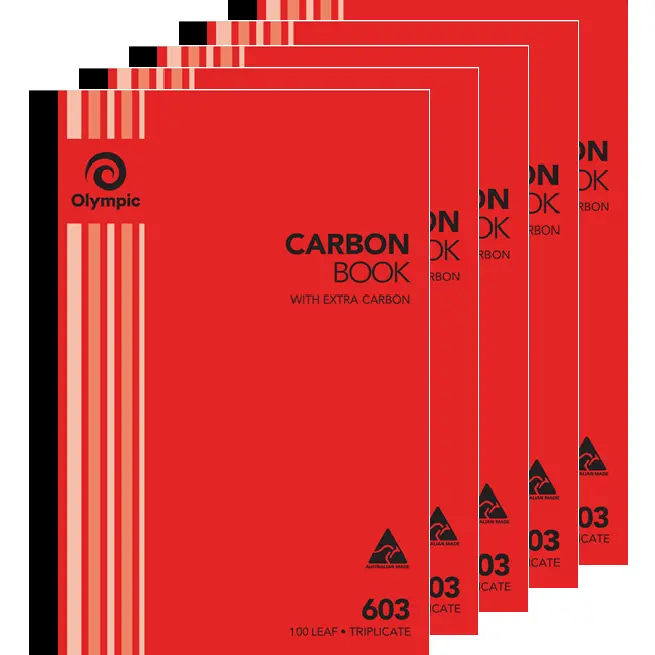 Olympic 5 Pack 603 Triplicate Carbon Book 100 Leaf Bulk 1