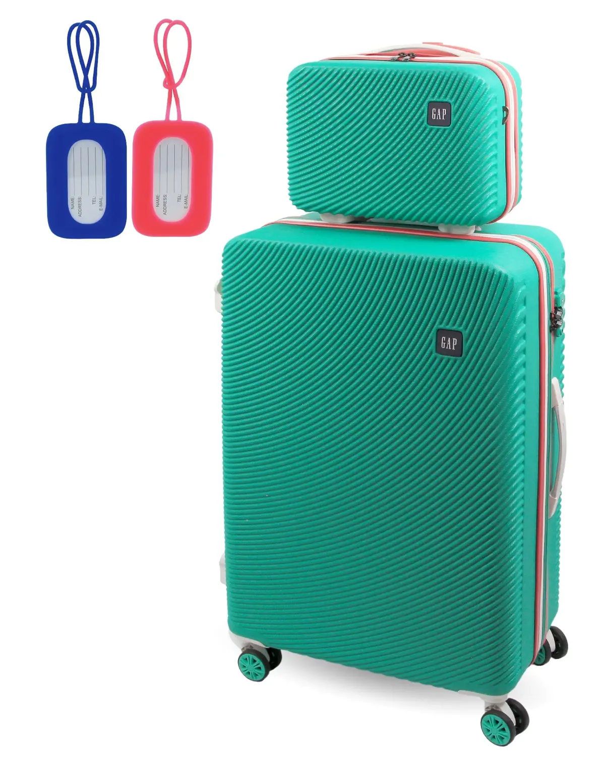 Gap Large Hard-Shell Luggage & Mini Beauty Travel Case Set W/ Tag Turquoise 1