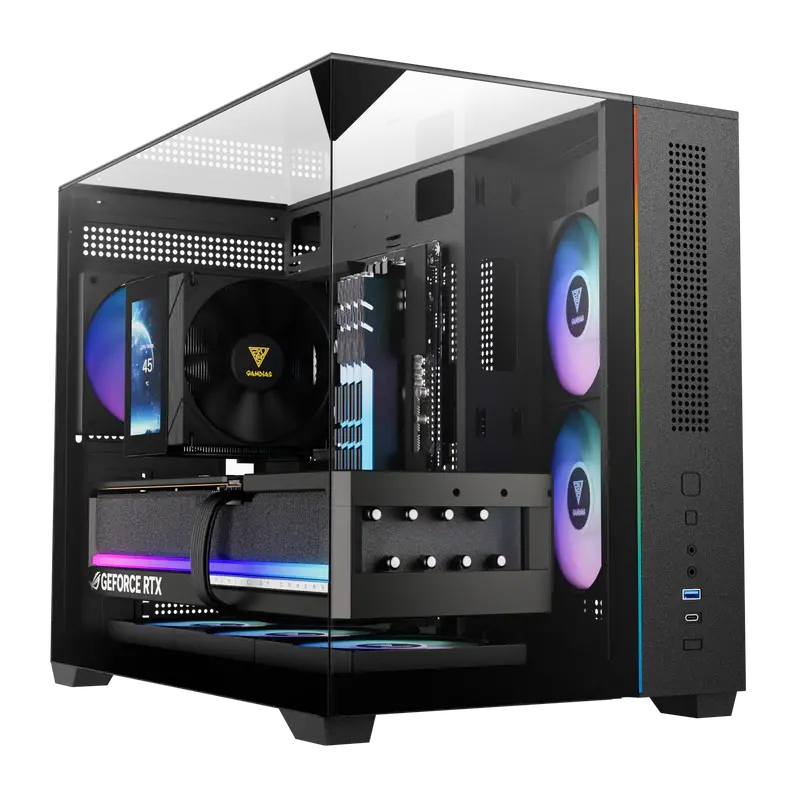 Gamdias Atlas M3m M-Atx Pc Case Tempered Glass With 3 Argb Fans 1