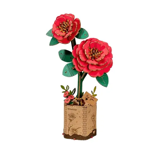 Robotime Wood Bloom Red Camelia 1