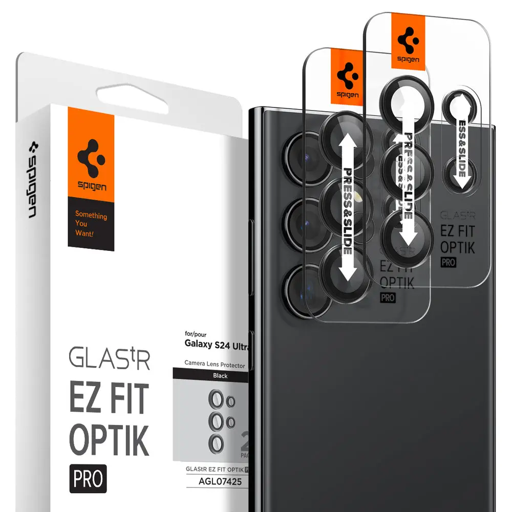 Spigen Samsung Galaxy S24 Ultra Ez Fit Glas.Tr Optik Pro 2Pcs Camera Lens Protector - Black 1