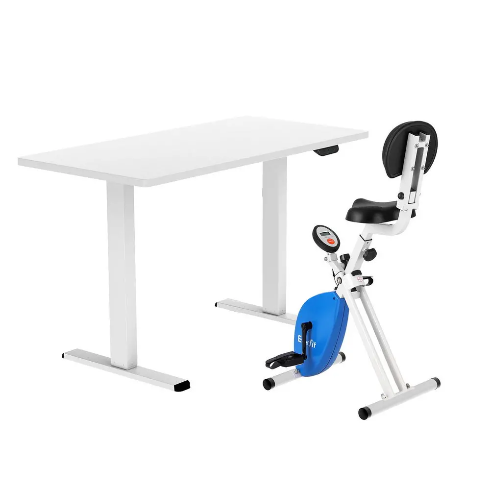 Artiss Under Desk Exercise Bike With 140Cm Automatic Standing Desk Magnetic Resistance White 1
