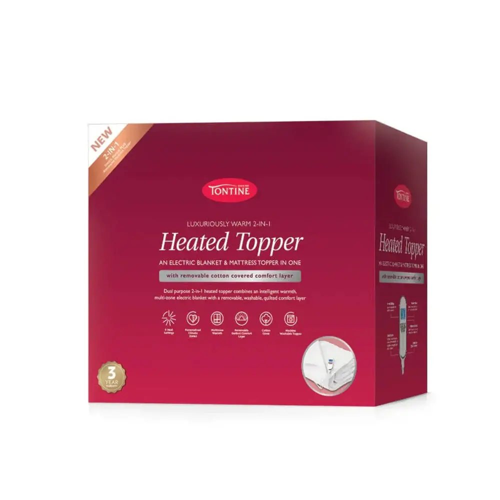 Tontine Queen Luxuriously Warm 2In1 Heated Topper - White 1