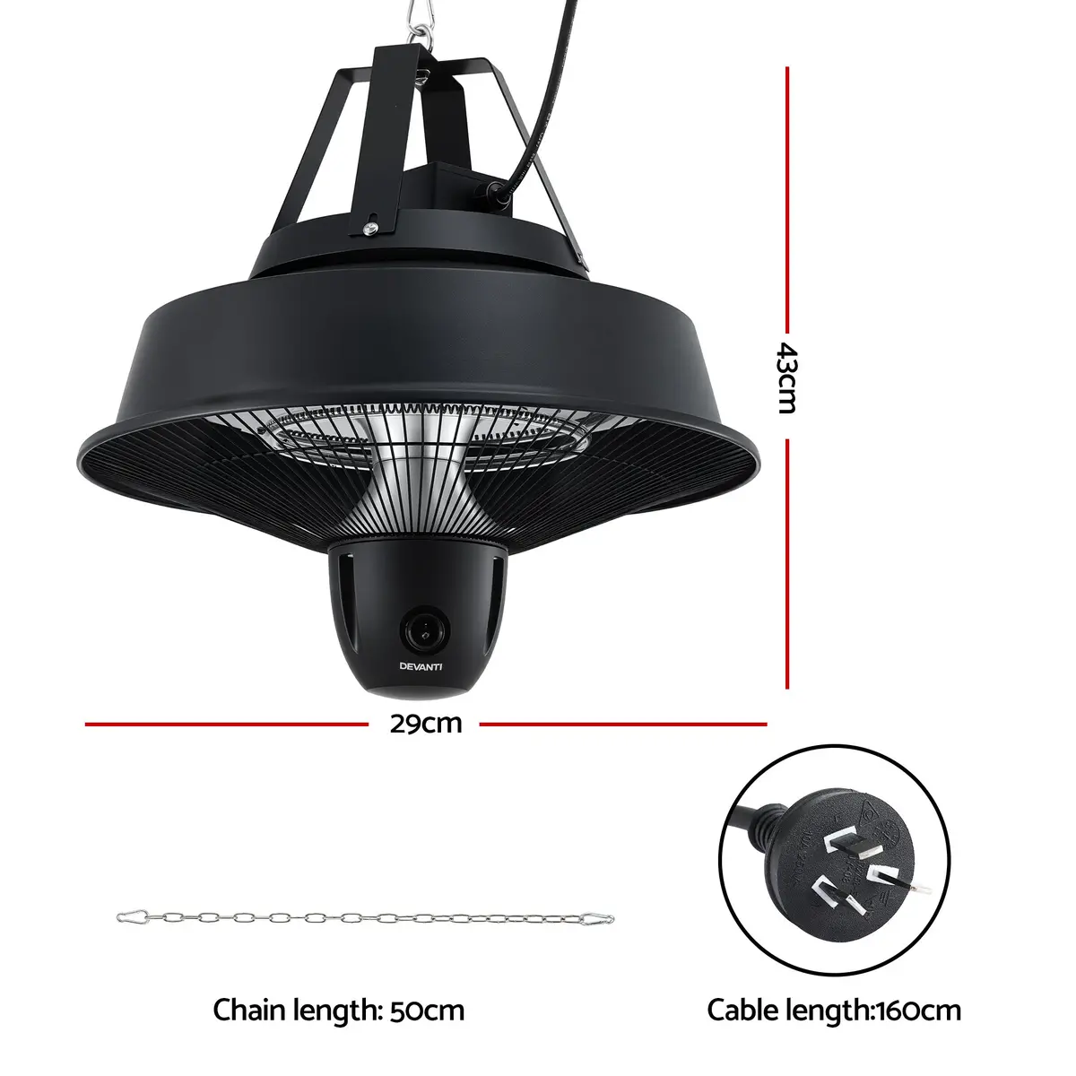 Devanti 2000W Electric Patio Heater Ceiling Mounted Hanging Heaters Remote 2