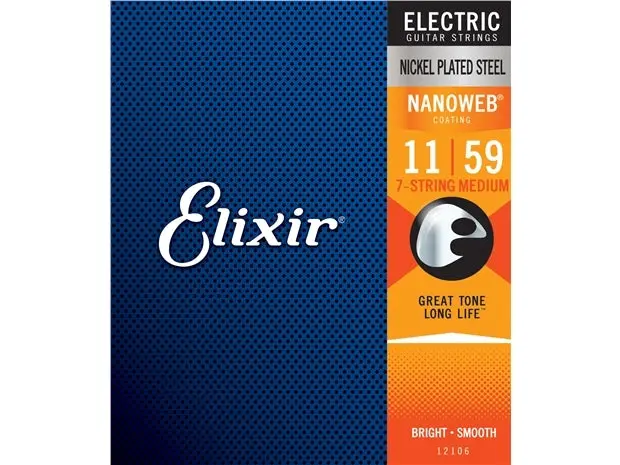 Elixir #12106 Electric 7 Strings Nanoweb Steel 11-59 Medium 1