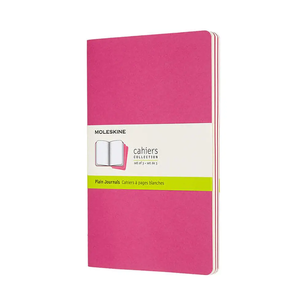 Moleskine Cahier Soft Cover Notebook Plain Set Large (Kinetic Pink) [3-Pieces] 1