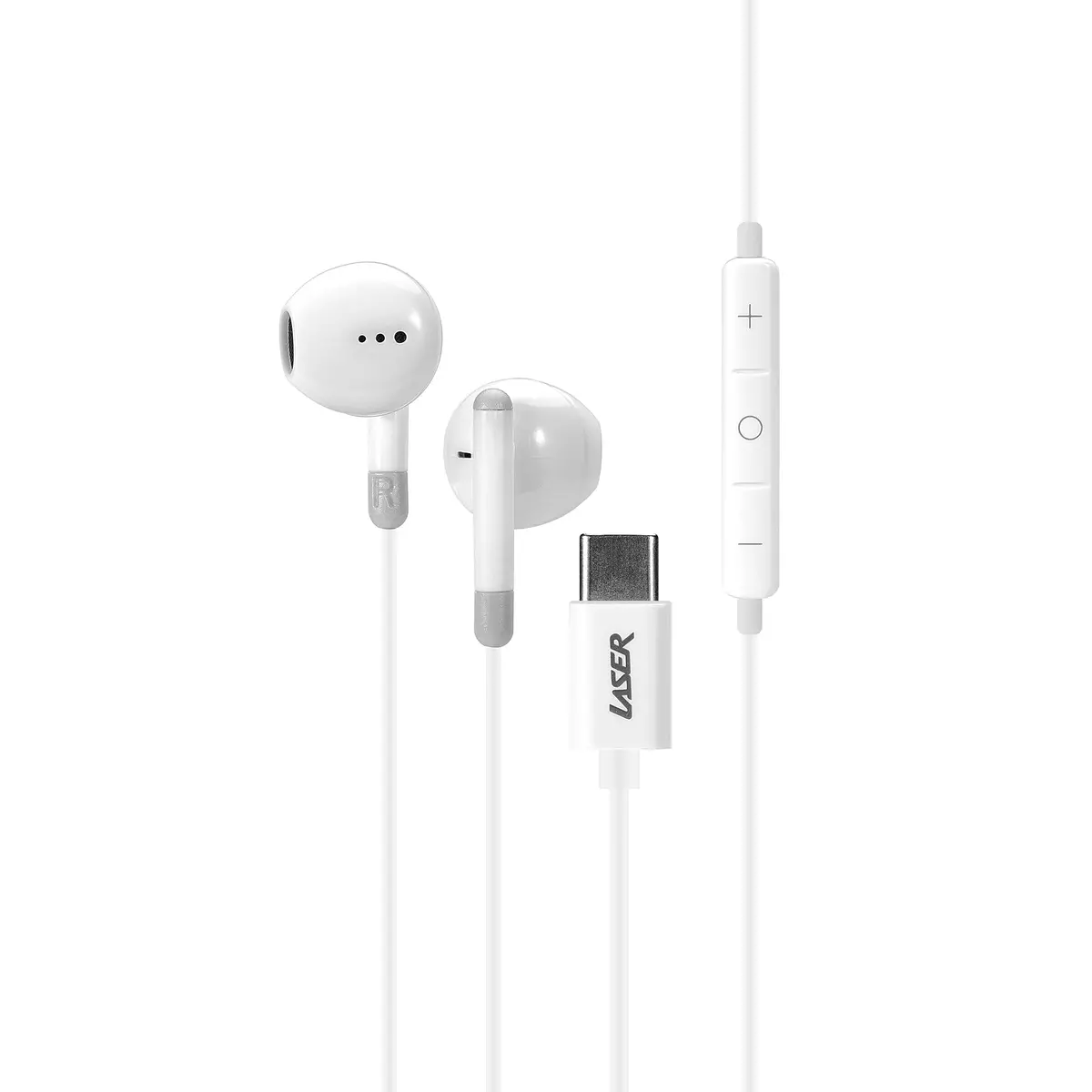 Laser Usb-C Earphones With Built-In Microphone (White) 1