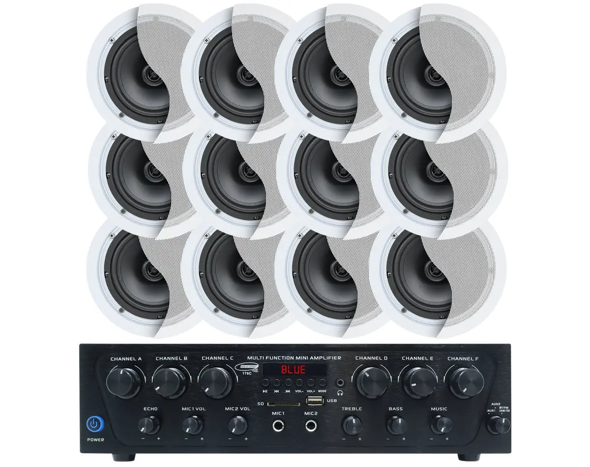 Weconic Bluetooth Amplifier + 12X 6" Indoor Ceiling Speaker Package 1