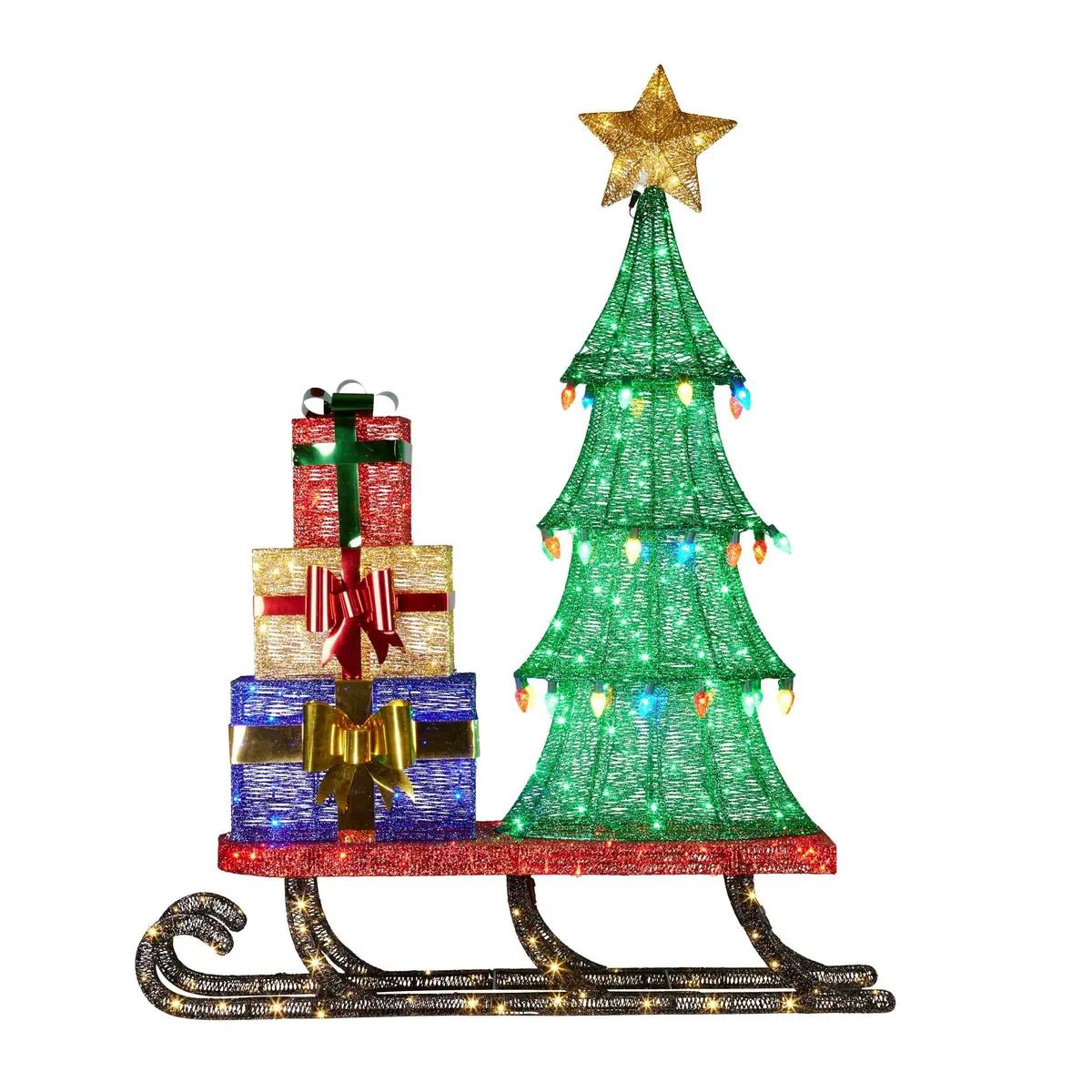 Christabelle Christmas Display Sled With Tree And Presents -  183Cm 1